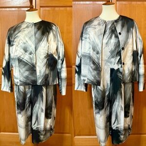 St Emile Abstract Print Jacket and Dress Set Made in Hungary